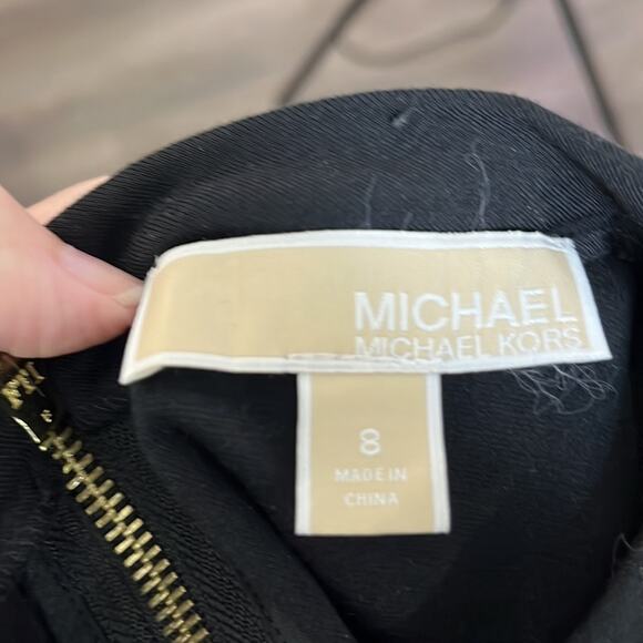 Michael Kors Black Sleeveless A Line Dress Gold Studded Round Neckline Size 8 - Picture 8 of 10